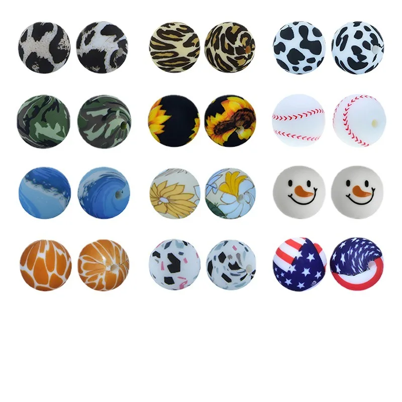 Custom Silicone Beads For Keychain Silicone Focal Beads Making And Round Silicone Beads For Pens Baby Teether