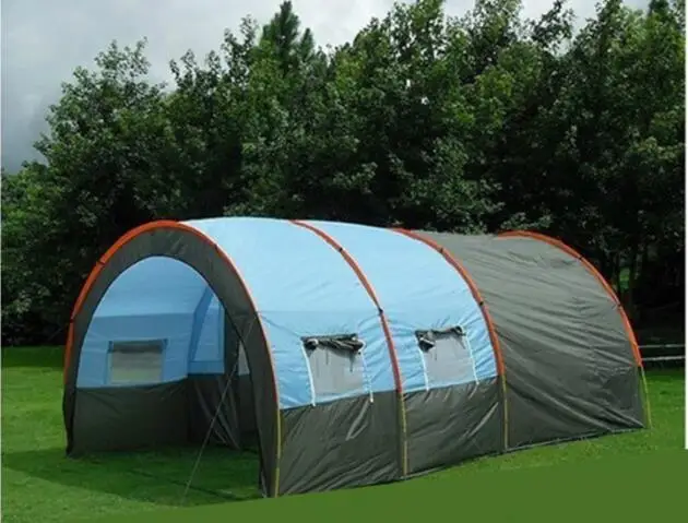 Outdoor camping one room two halls rain proof large 8-10 person tunnel tent water proof tent outdoor camping