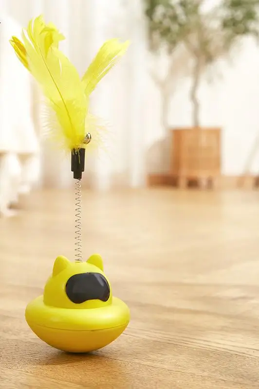 Pets Cat Teasing Toys Interactive Feather High Elastic Spring Tumbler Cat Teaser Stick Cat Stick toy