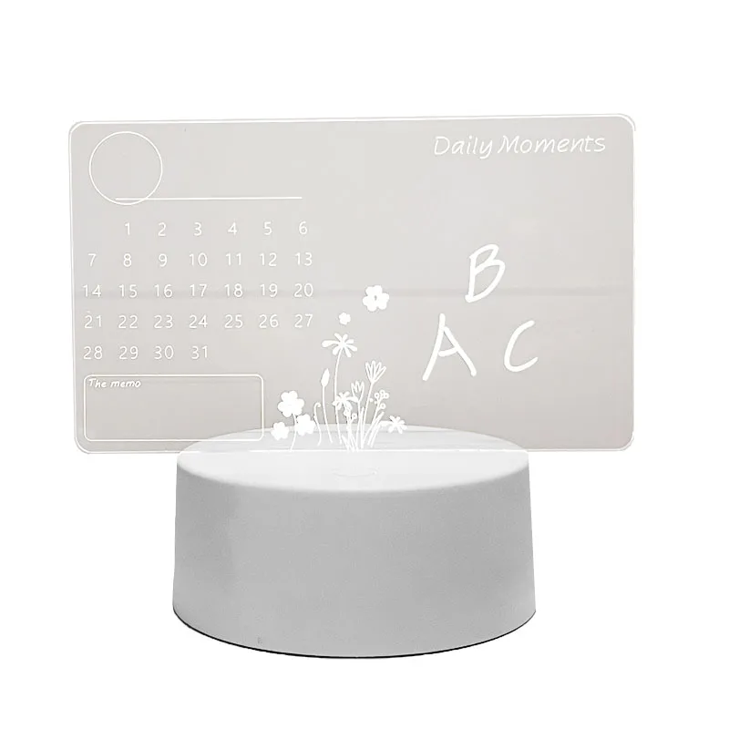 Acrylic LED Light-up Message Board with Charging Feature: Writeable Love Notes, Desktop Calendar, and Fluorescent Display Board