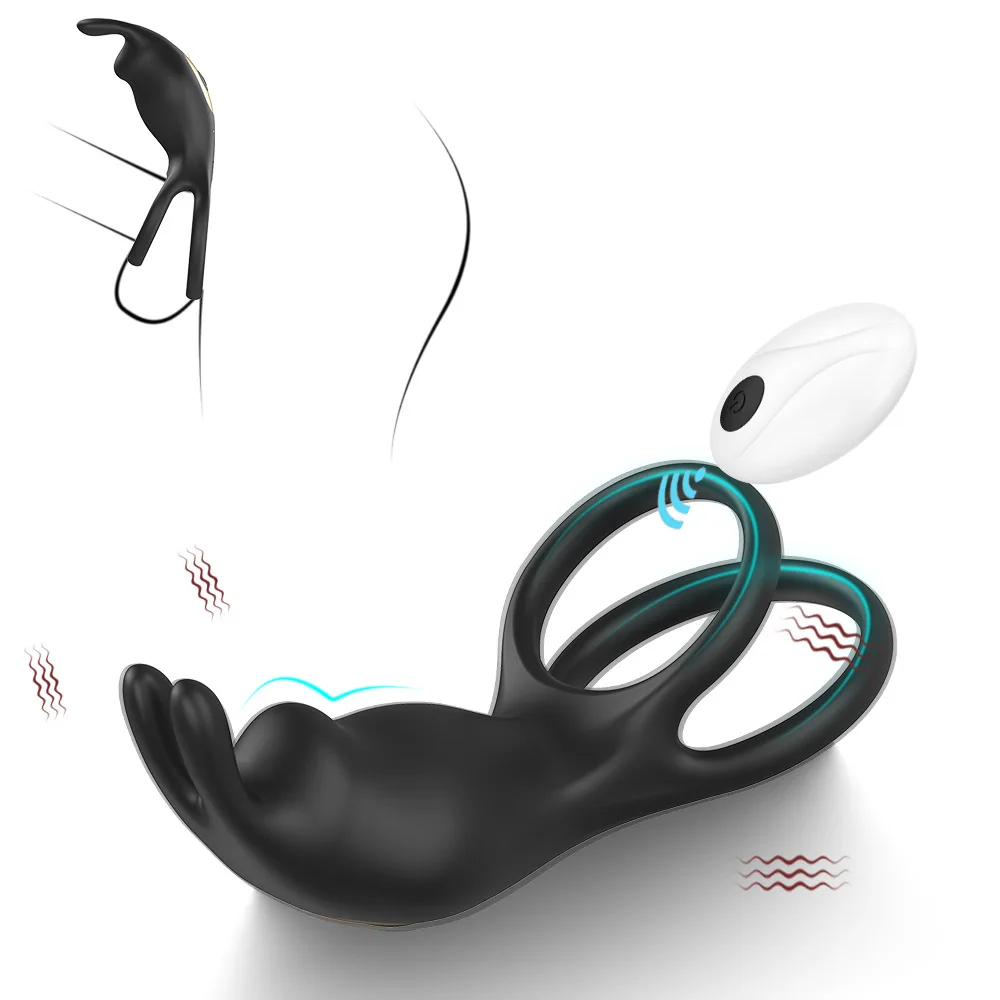 Adult Rogue Rabbit APP Remote Control Vibration Double Delay Silicone Lock Essence Ring Couple Products 16