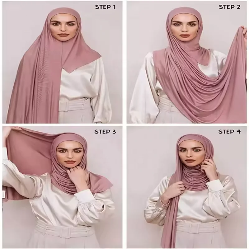custom fashion one loop instant cotton jersey hijab ready to wear scarf shawls premium stretchy jersey scarf instant hijab