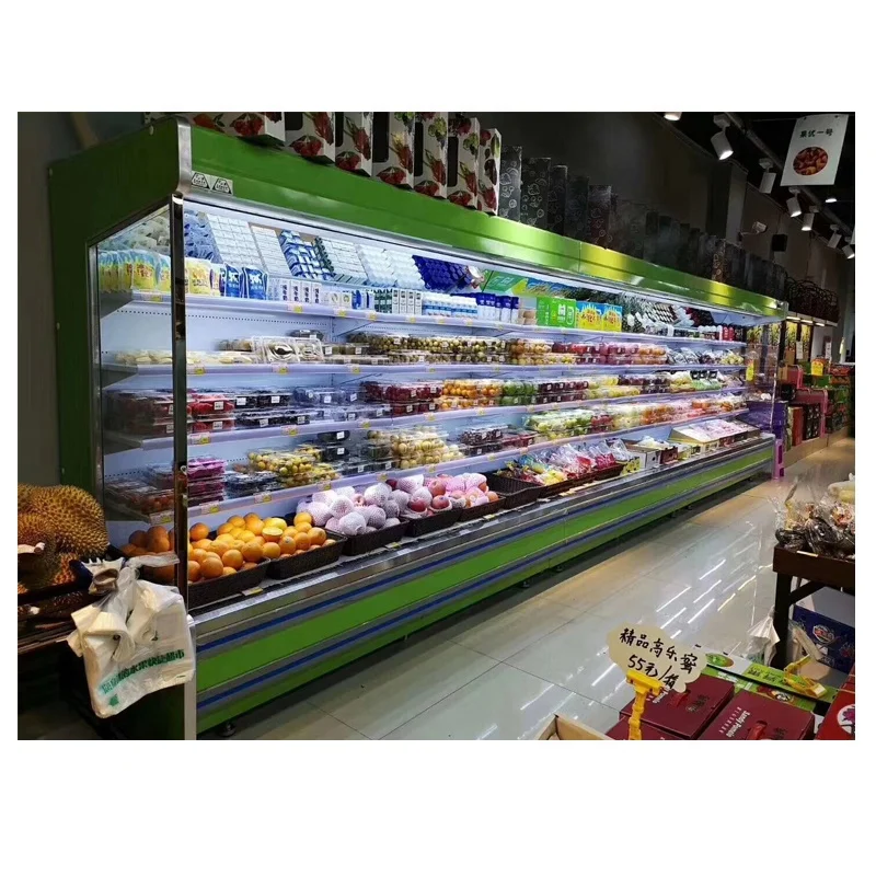 Commercial Supermarket Refrigeration Equipment Customize All Size Open Cooler Showcase
