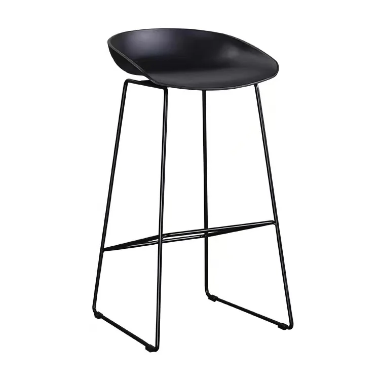 Bar Chair Wrought Iron Black Modern Minimalist Home Back High Foot Creative Personality Pub Chair