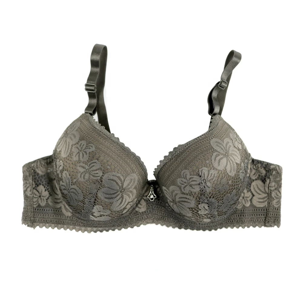 High quality Thickening gathered push up embroidery lace bra 3/4 cup bra