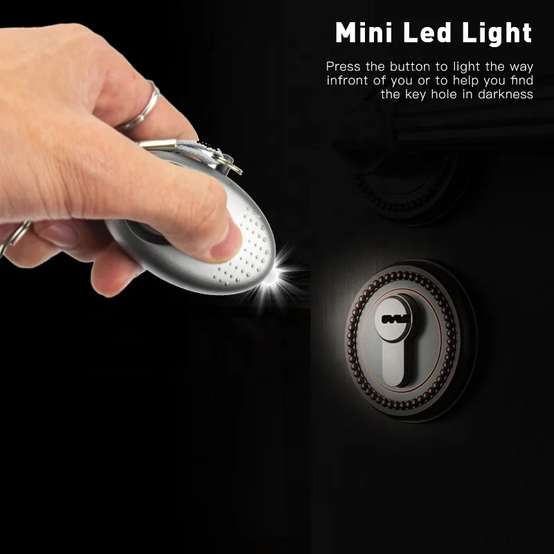Factory Wholesale Price Multi Color Alarm Outdoor Security Self Defense Keychain 140dB with LED Light Alarm for Women