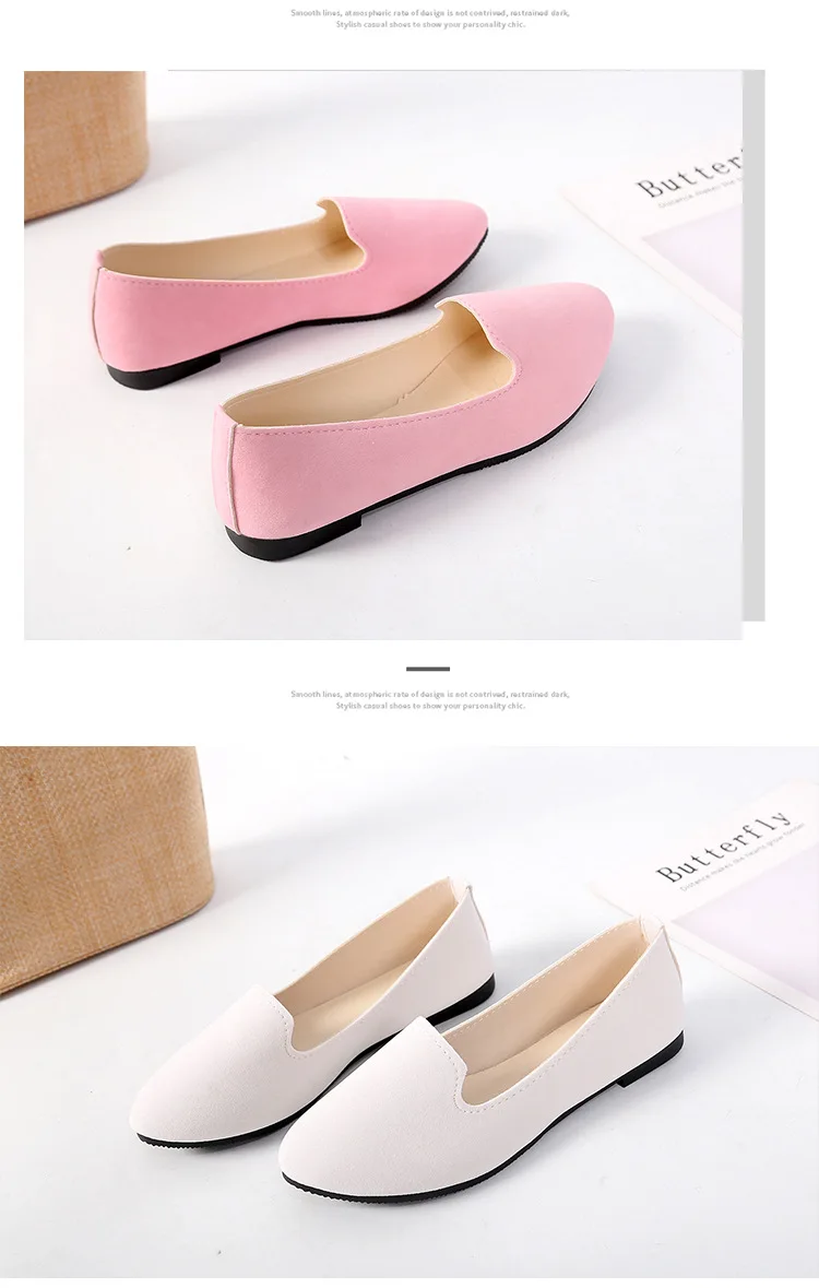 CLS002 pointed suede shallow mouth 35-43 code jobs shoe flat comfort women's casual shoes