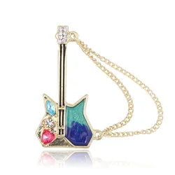 New Fashion Creative Chain Guitar Brooch Musical Instrument Badge Exquisite Men Suit Lapel Pin Women Wedding Jewelry Accessories
