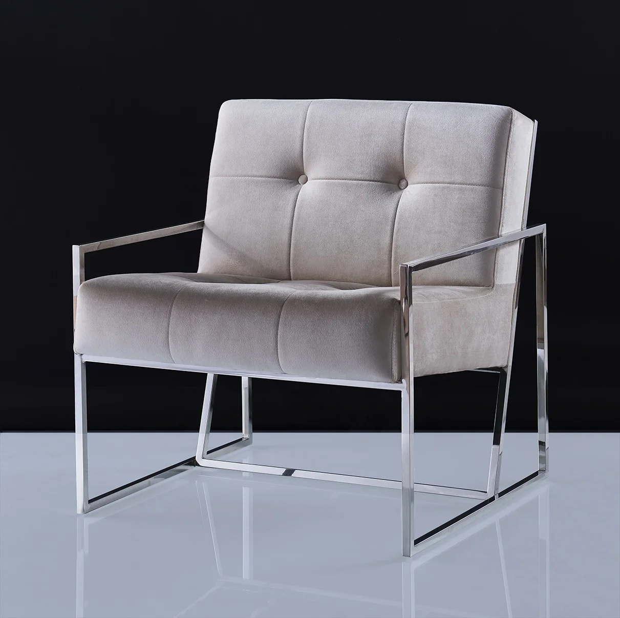 Hot sale brass metal leisure stainless steel chair with customizable leather cushion for dining