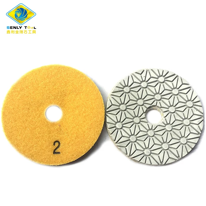 Hot sale 4inch Quartz Marble Granite Flexible Wet Diamond 3 Step Polishing Pads