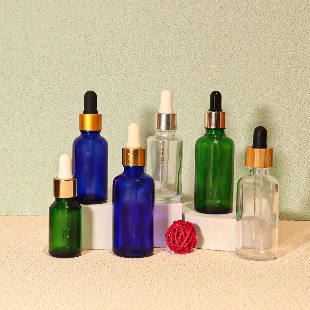 glass 5ml bottles black clear with gift packing box luxury oil dropper bottle empty essentials