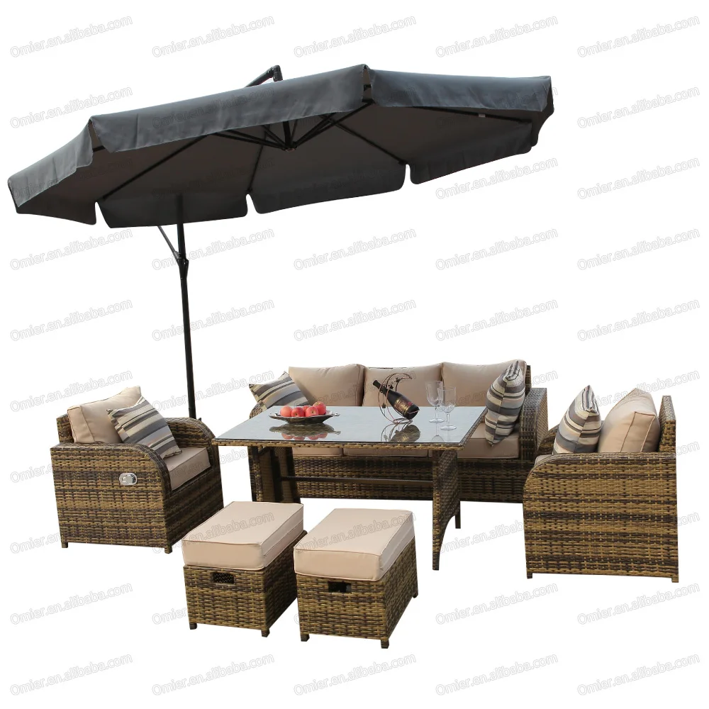
Complete Wicker Dining Sofa Set With Luxury Recliner Chairs Patio rattan Furniture 