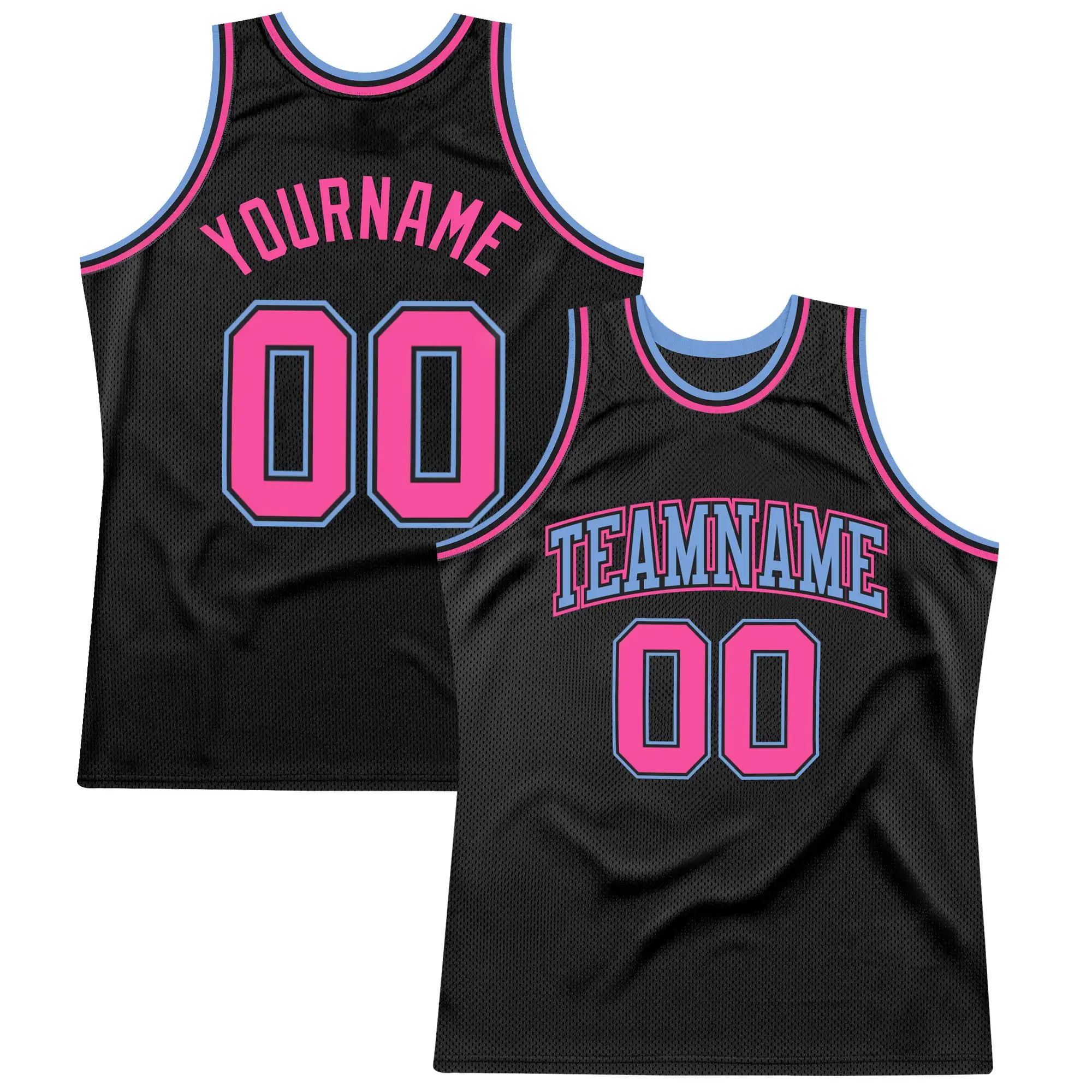 Customized Black Light Blue-pink Personality Throwback Basketball Jersey High Quality Wholesale Basketball Wear Printed Clothes