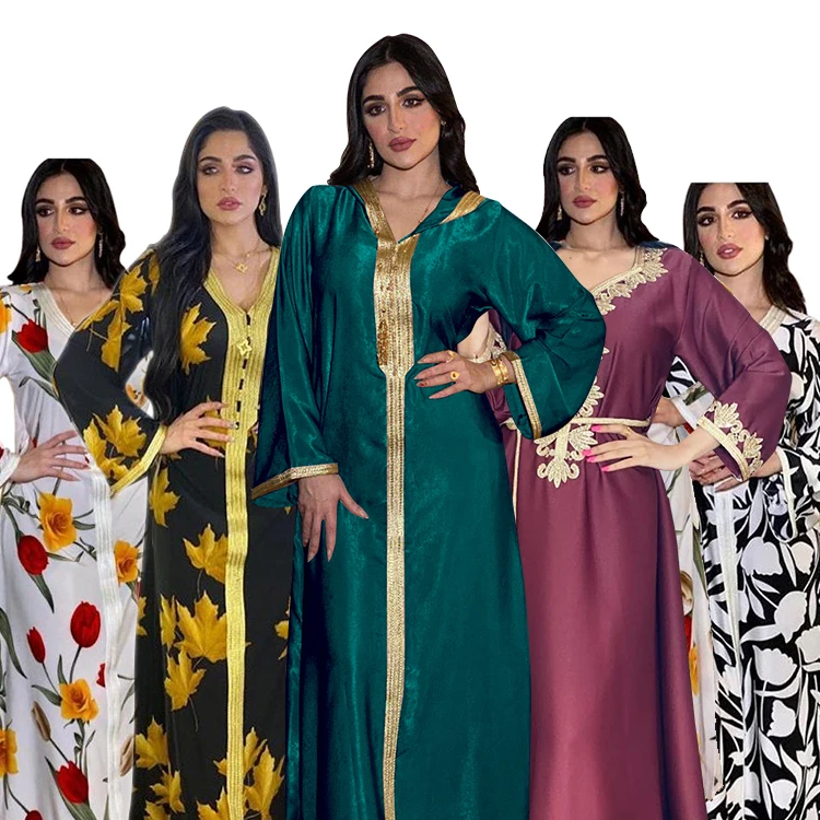 N&P Muslim Islamic Collection Ladies Kaftan Moroccan Dresses Islamic Clothing Abaya embroidered  Jalabiya Luxury Dress