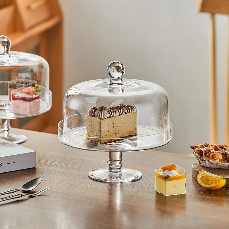 Wholesale custom handicraft modernity style cake stand glass dome cake cover for home and cake decor