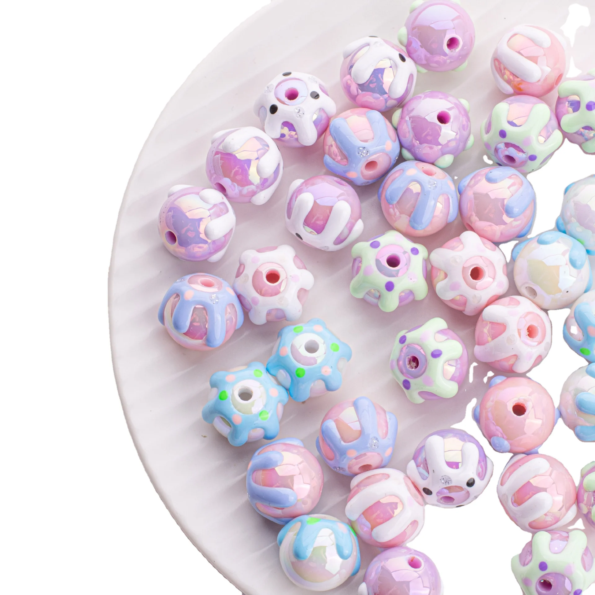Оптовая Продажа 16 мм kawaii DIY Ручная роспись бисер от производителя смолы россыпь hdpe акриловые пластиковые и люцитовые бусины для изготовления ювелирных изделий