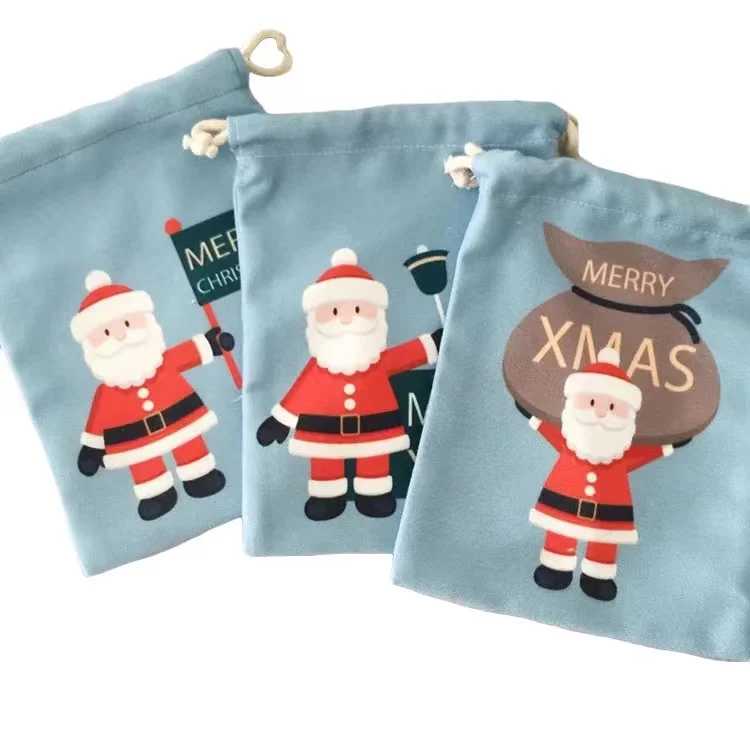 Portable Reusable Thermal Insulation Custom Kids Personalised Christmas Draw String Bags