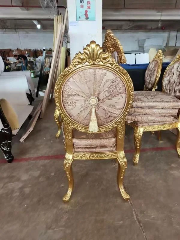 
European antique Italian classical wooden carved-flower dinning room set furniture royal dinning table and chairs 