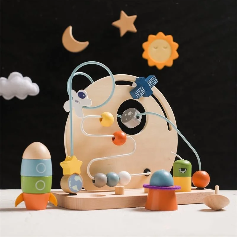 Wooden Multifunctional Cognitive Toys Planet Theme Kids Montessori Toys Preschool Learning Educational Toys for Baby Toddlers