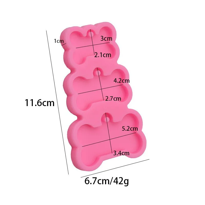 DIY Epoxy 3 Cavity Dog Bone Pendant Keychain Silicone Mold for Craft Resin