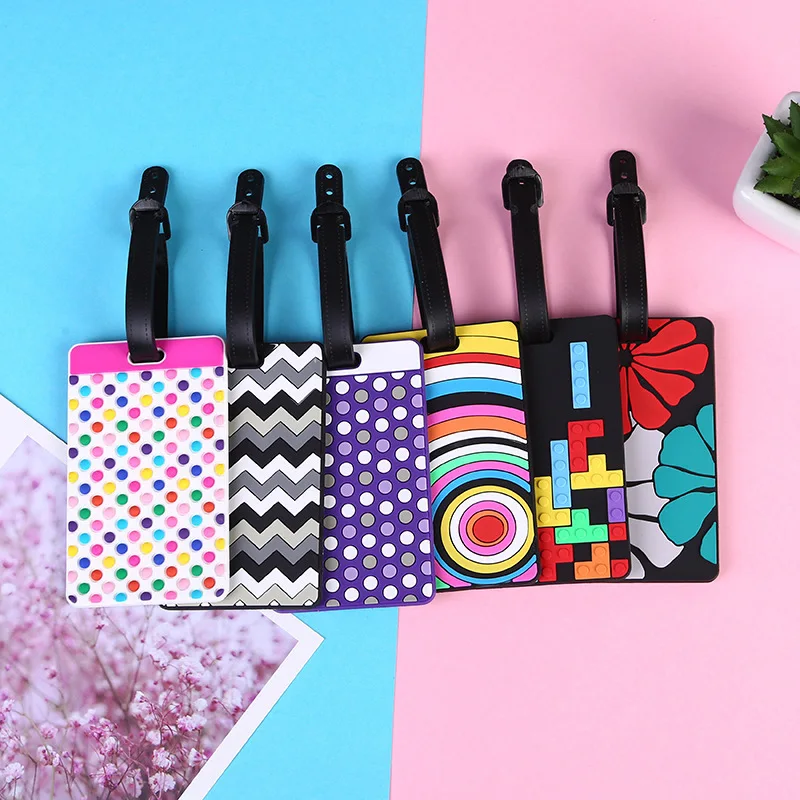 New cartoon geometric pattern luggage tag Customised logos available luggage personalized tag ID identification boarding tag