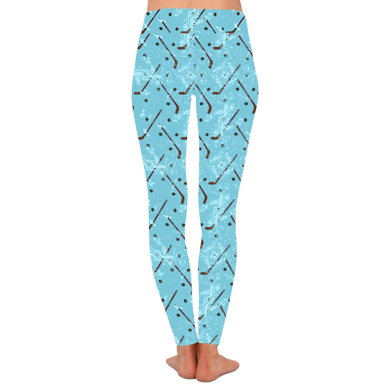 Yiwu legging factory Hot sale New mix leggings wholesale buttery soft blue background hockey leggings