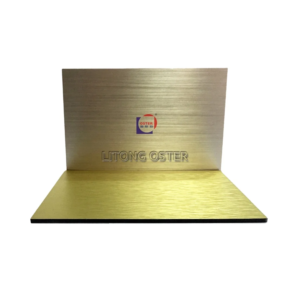 Hair Line Brushed Aluminium Silver Gold Aluminium Composite Sheet