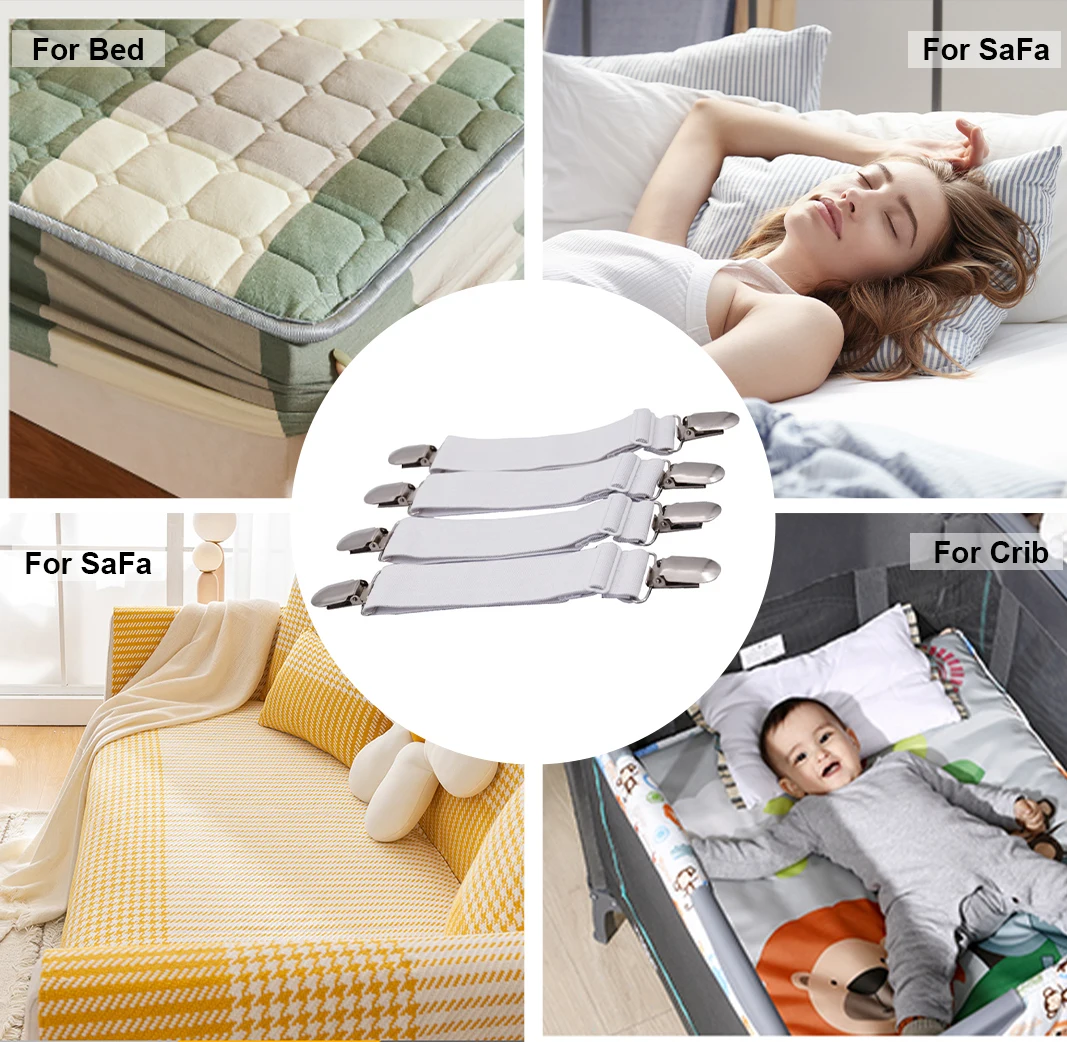 TEHONG Source Factory Plastic Elastic Straps Adjustable Heavy Duty 3 Corner Holder Fasteners Mattress Cover Bed Sheet Clips