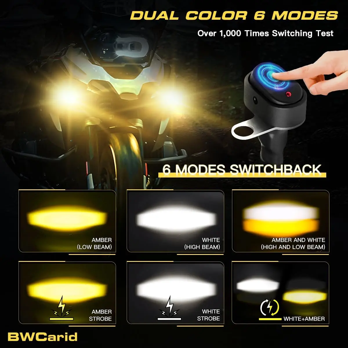 D7 LED Motorcycle Auxiliary Lights Kit 50W  Spot Driving Fog Lights Strobe with Switch Wiring Harness Clamp Brackets Kit