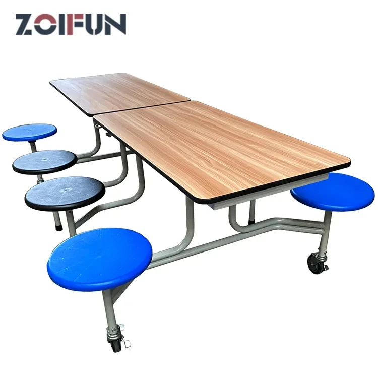 8 Seat Set Modern Folding Dining Table School Cafeteria Furniture Table