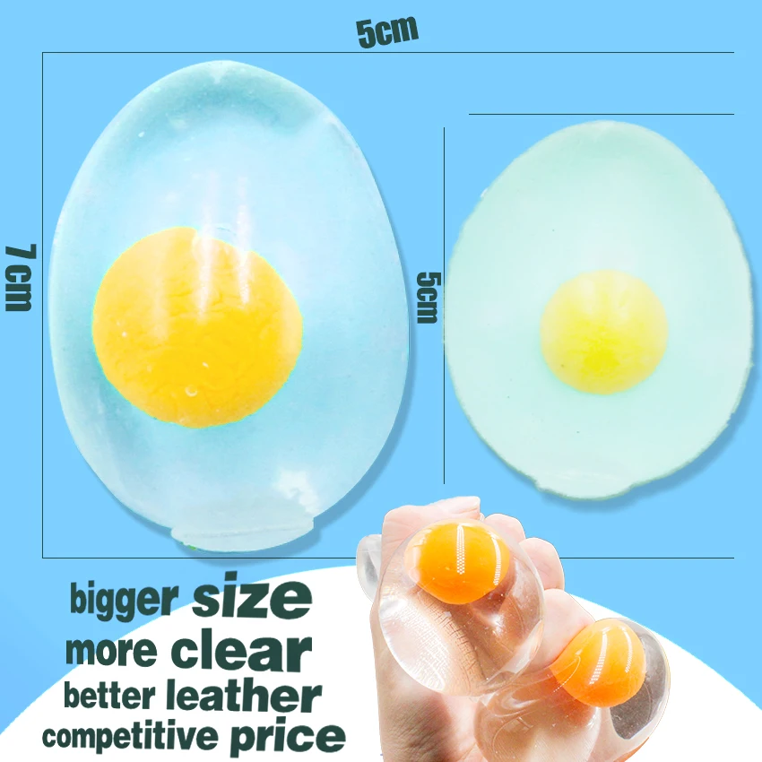 Huayi Amazon Hot Sell Egg Splat Ball Squishy Toys Squeeze Stress Relief Eggs Yolk Balls Toys
