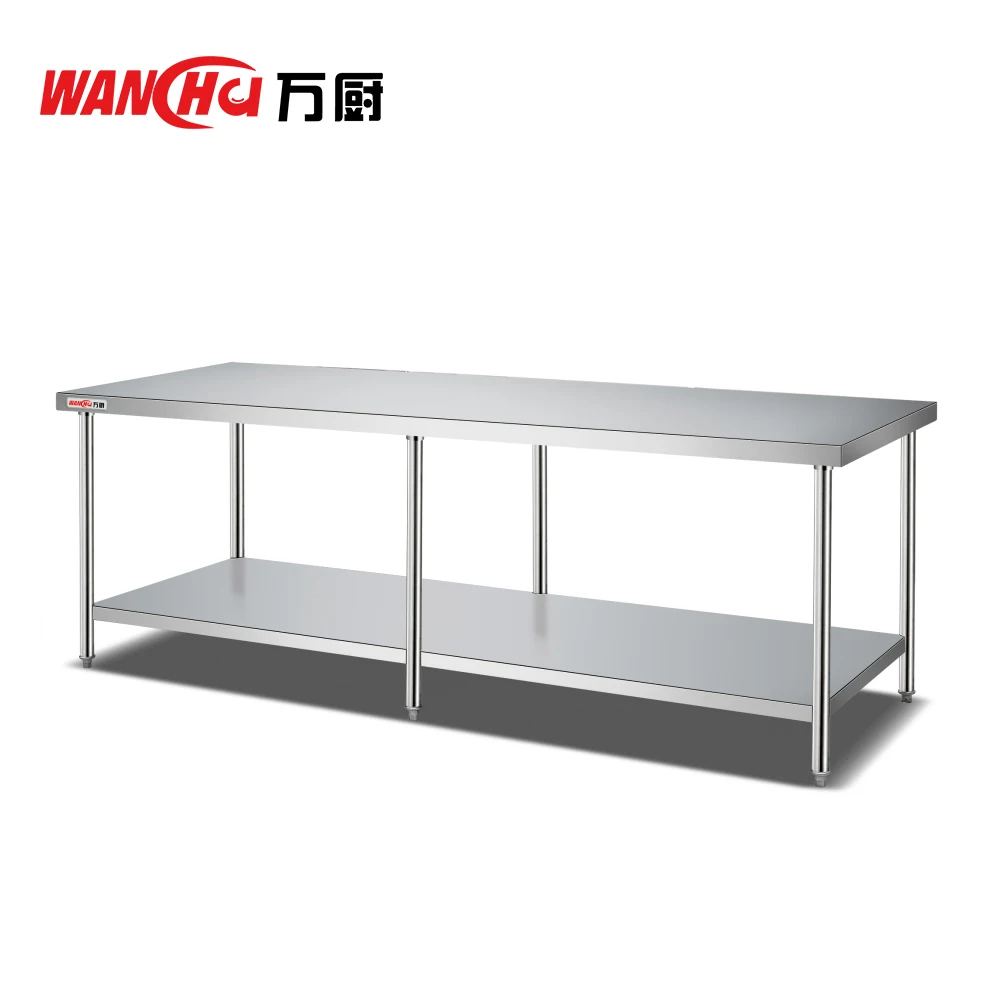 Commercial Work Table Industrial Stainless Steel Food Prep Table with Wheels for Restaurant Kitchen Workbench Equipment Factory