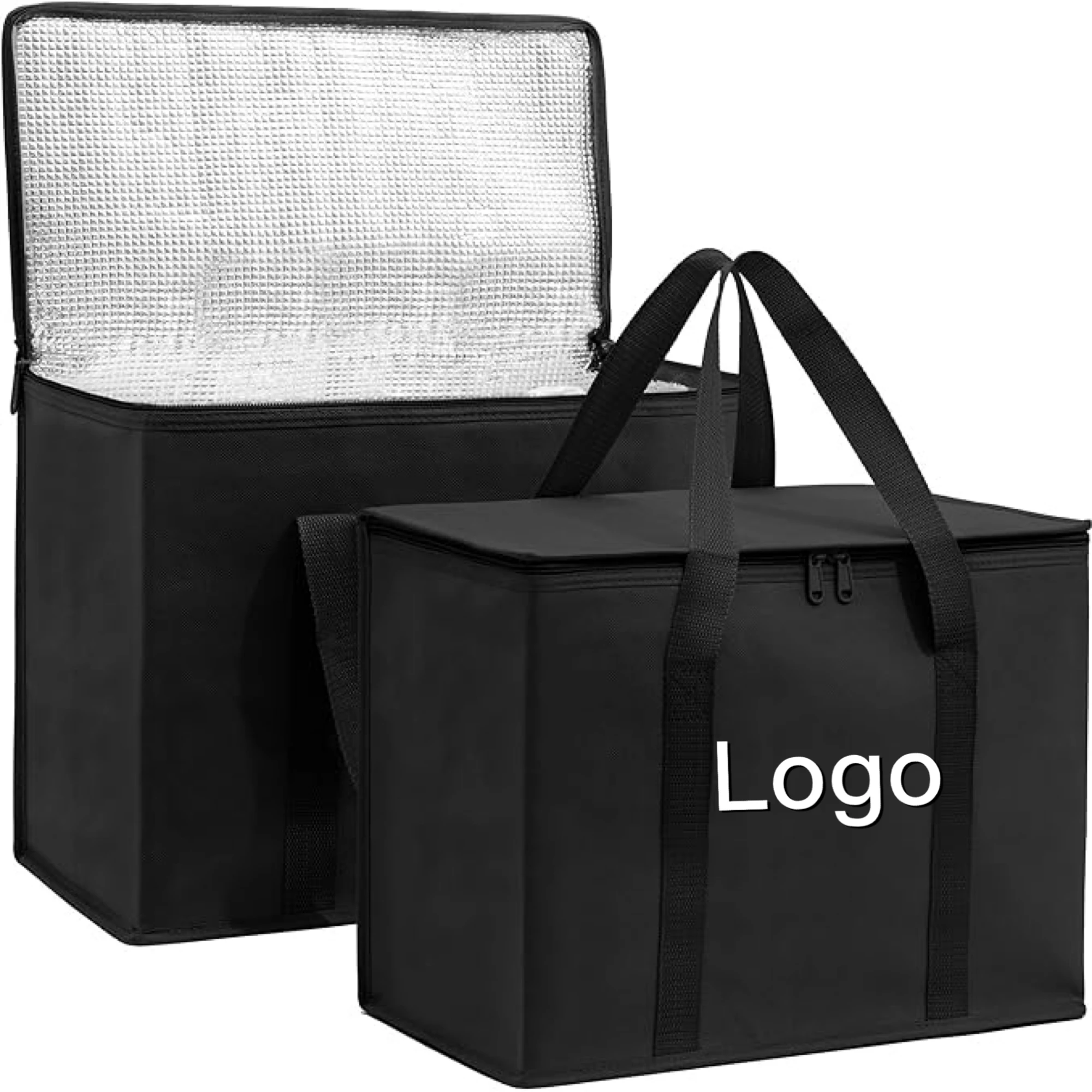 customized large eco foil cold hot food insulated thermal delivery bag for cold hot food to keep food hot cold