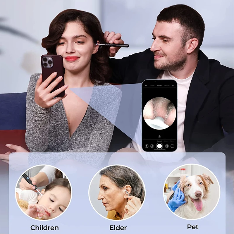 Visual Ear Cleaner with Camera Wireless Otoscope Waterproof Digital Endoscope Ear Wax Removal Kit