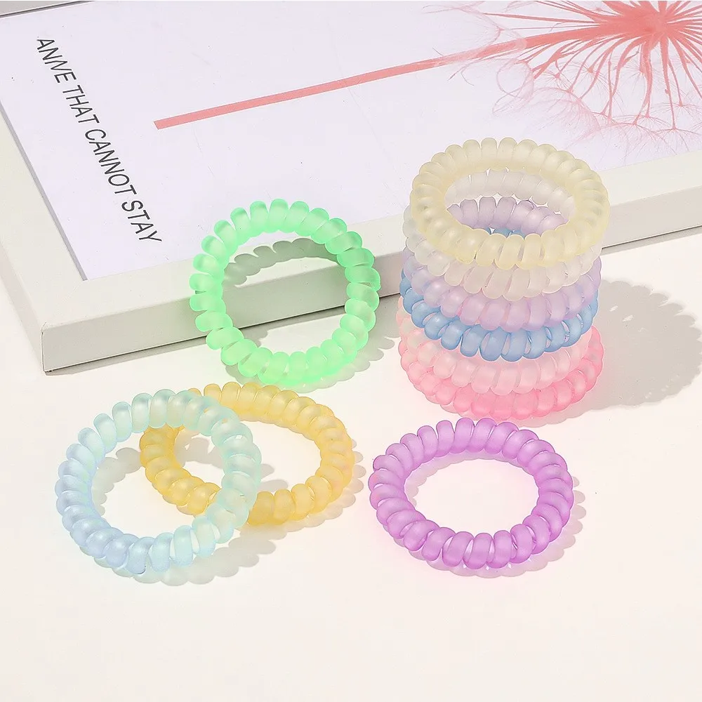 New Korean Transparent Frosted Elastic Phone Ring Elastic Hair Band Candy Colored Transparent Phone Cable Elastic Hair Band