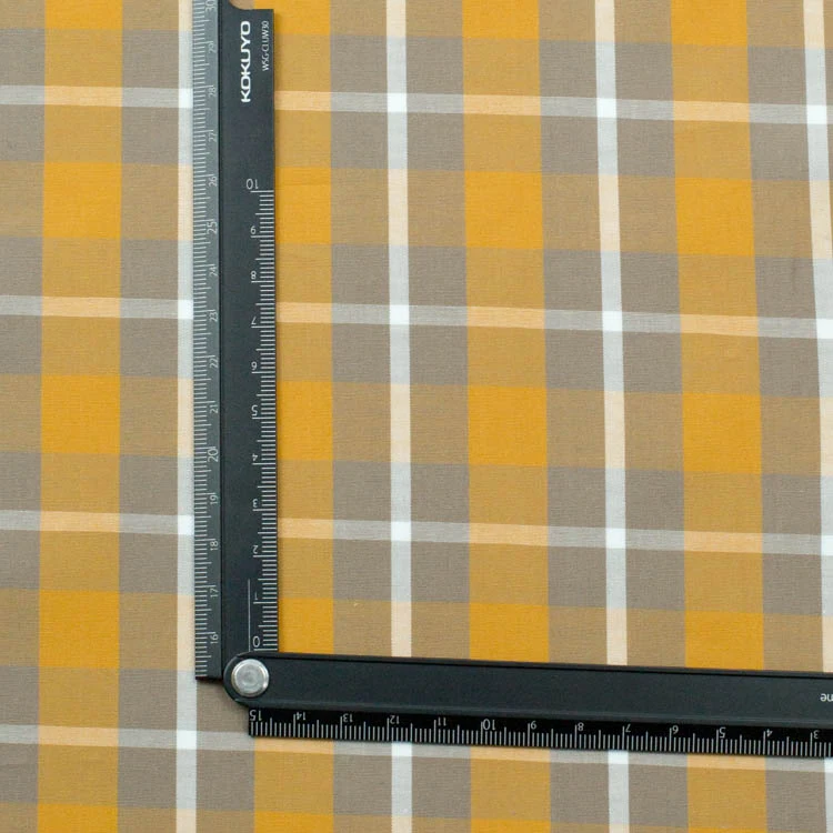 Famous Brand 100% Pure Cotton Yarn Dyed Orange Check Fabric Stretch Woven Fabric Supplier Shirts Plain Style Coated Lining