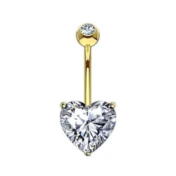 Calendo Hot Sale Titanium Navel Ring Prong CZ Crystal Belly Button Ring Piercing Jewelry for Woman