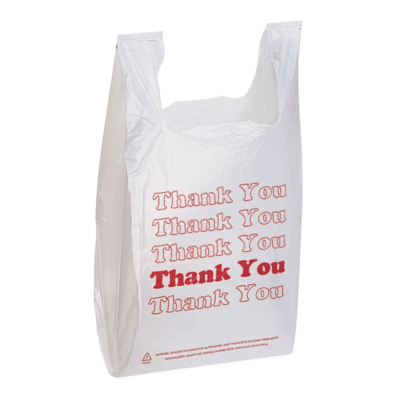 LDPE Plastic Thank You T Shirt Bag Custom Printing Customized Logo Small Medium Large Jumbo Size