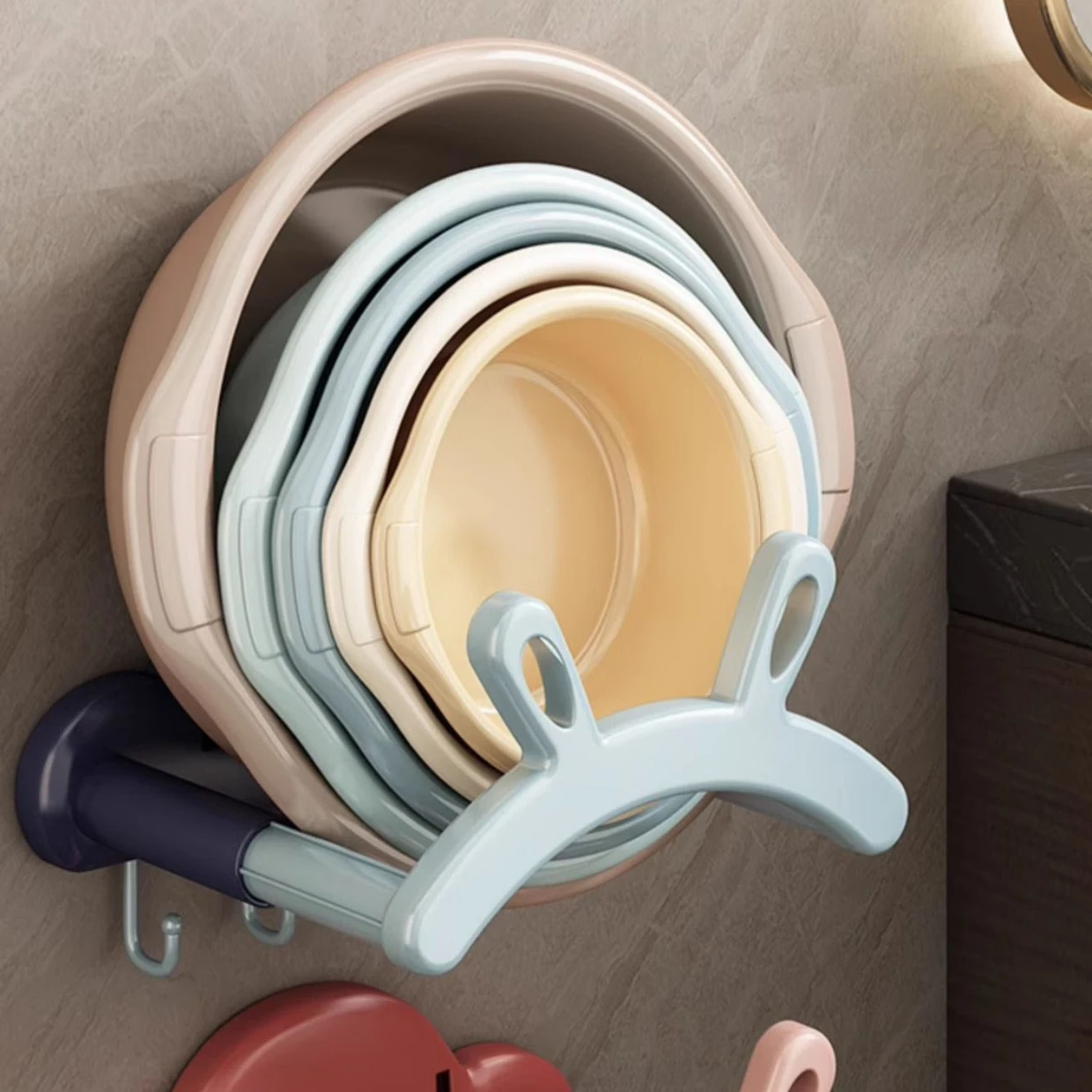 Rabbit retractable basin rack, bathroom without perforated storage hook