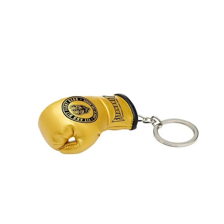 PU Boxing Gloves Keychain Pendant Mini Gloves Simulation Leather Boxing Keychain Customizable LOGO