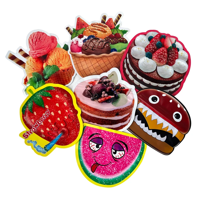 Custom Printed Unique Die Cut Ziplock Foil Pouch 3.5g 7g 14g Special Shape Smell Proof Mylar Bags