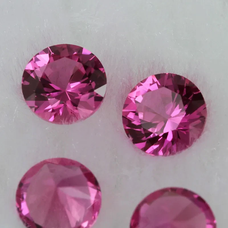 China Machine Cut Loose Gemstone AAAAA Quality Polished Ruby Stone #3Rose Red Round Excellent Cut Ruby Stone