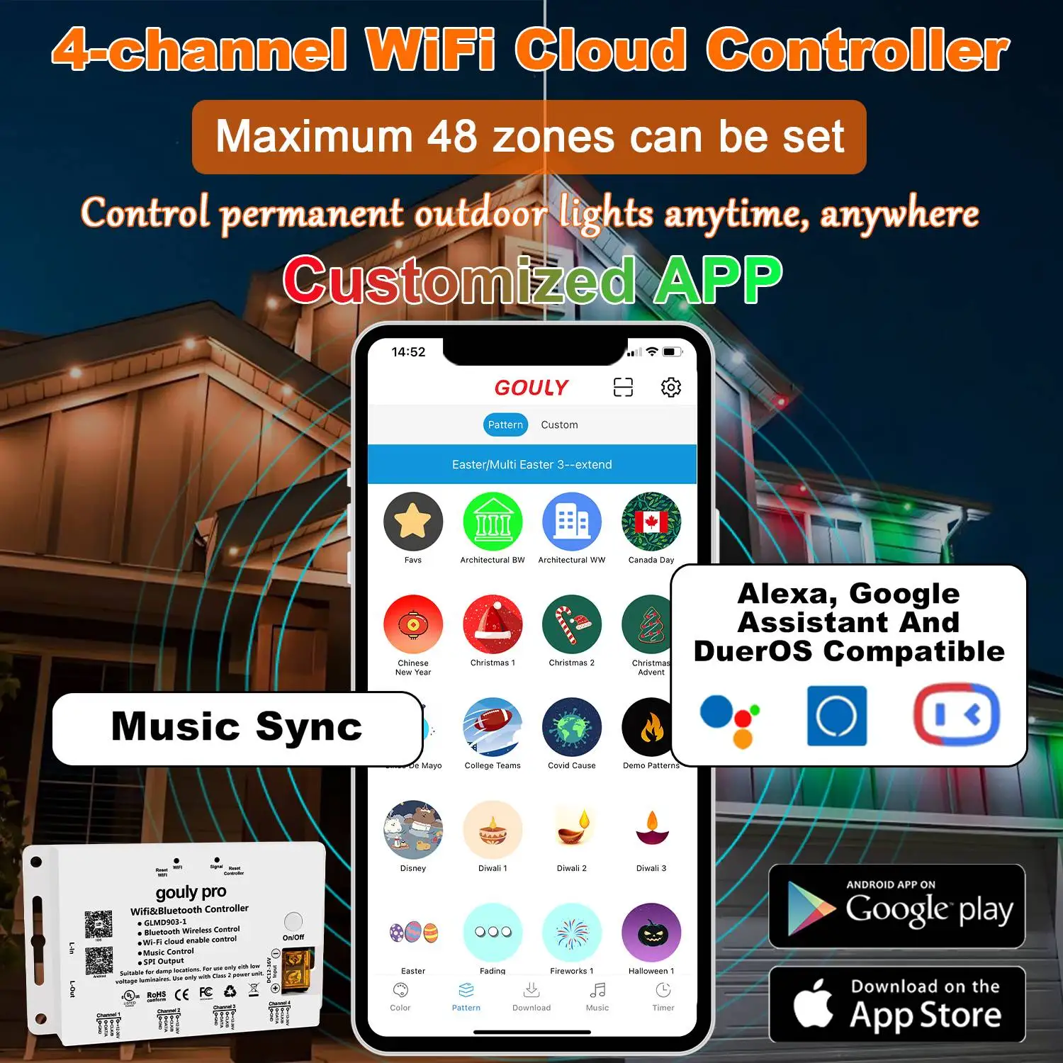 Постоянные Праздничные огни rgbw 12 В 24 светодиодные пиксельные точечные музыкальные синхронизаторы ip68 уличные перманентные Рождественские с треком