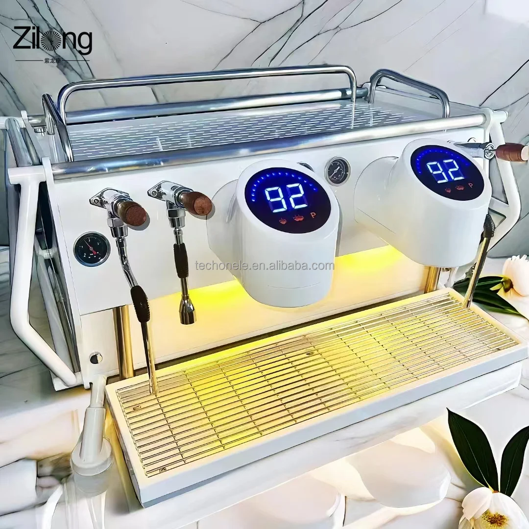 ZILONG Professional Stainless Steel Espresso Semi-Automatic Coffee Maker Commercial Machine Touch Screen Display US/EU