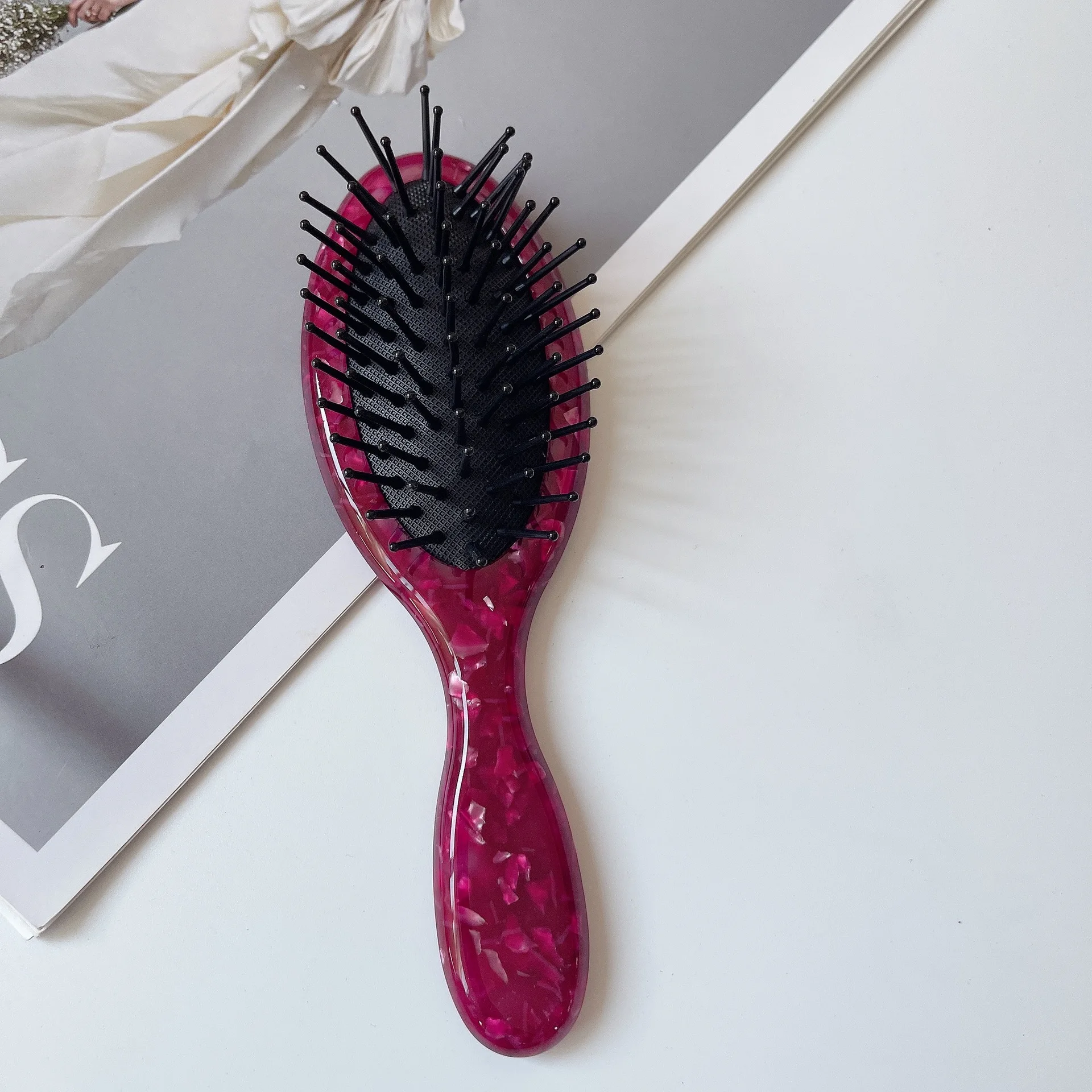 Yi YHJ Wholesale Custom Logo Cushion Home Use Comb Makeup Comb Sets Acetate Hairbrush Anti-static Air Cushion Comb For Women