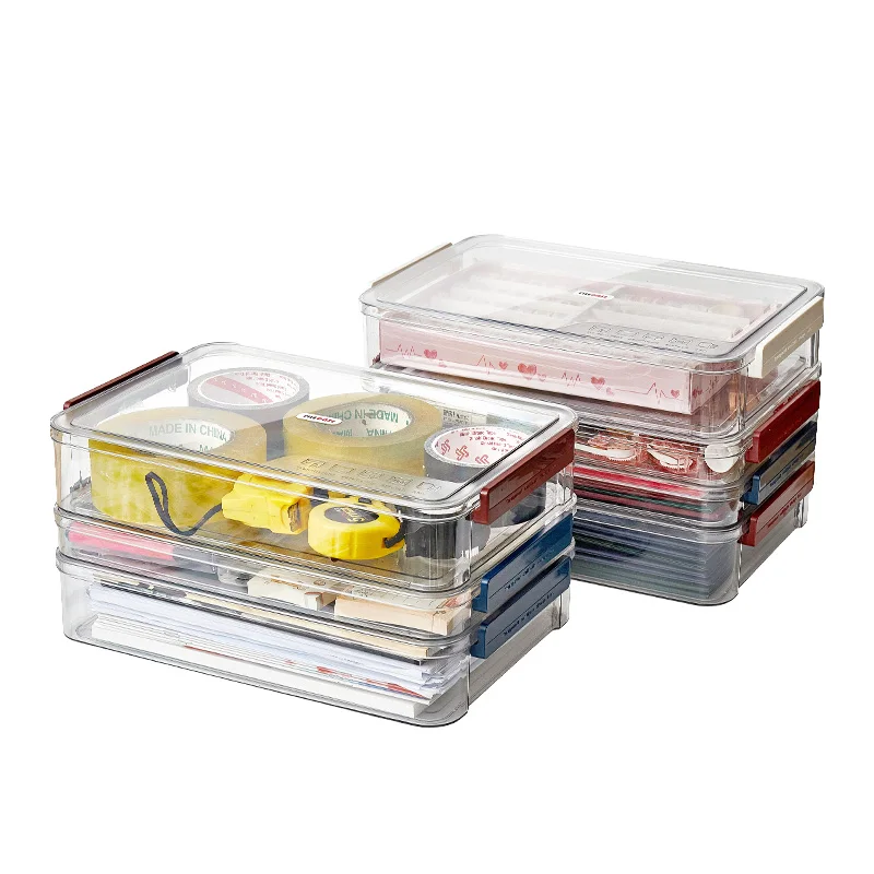 Large Size PET Transparent Document Storage Box Home Drawer A4 Classification Plastic Office Data Storage Container