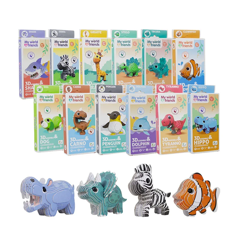 3D Jigsaw Puzzle Cartoon Animal Early Education Diy Jigsaw puzzle paper model creative toys