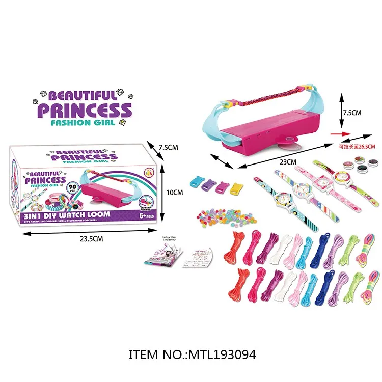 Kids Jewelry Making Kit DIY Bracelet Charms Jewelry Crafts Toys 2 IN 1 Bracelet Knitting Weaving Machine Toy