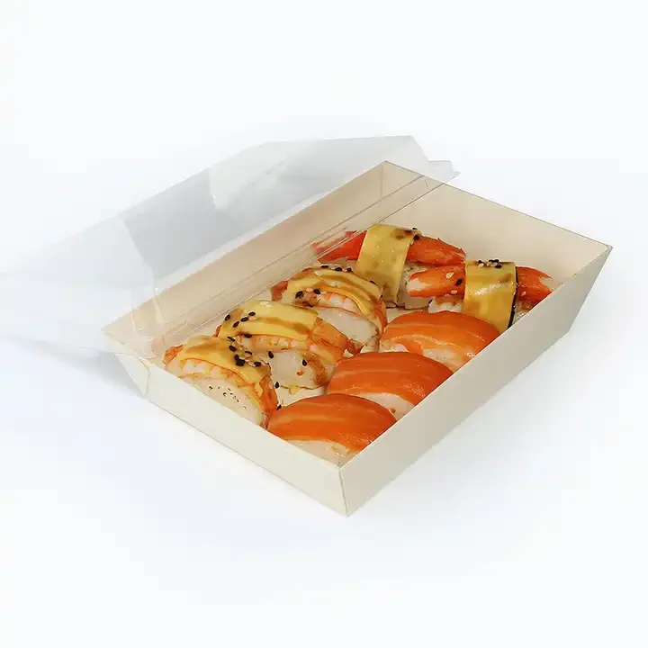 disposable wooden sushi box japanese bento box  takeaway box sushi container with lid