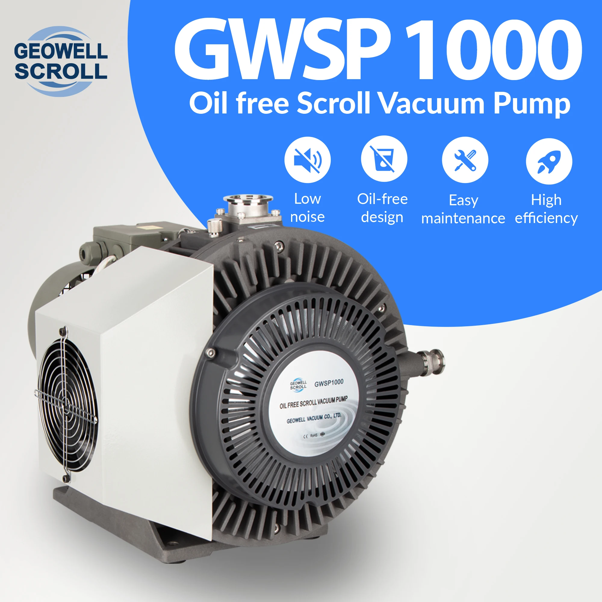 OEM&ODM 42.8cfm Oil free Vacuum Pump  GWSP1000  Electric Motor High Pressure Dry Scroll Vacuum Pump